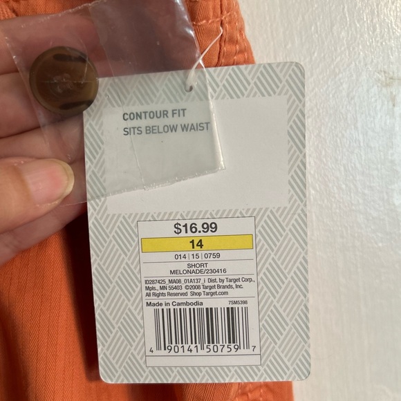 NWT Merona Orange Cargo Shorts with Drawstring Waist, Women’s 14 - Picture 4 of 7